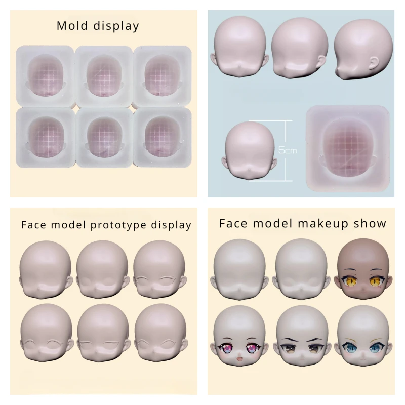 Multi-Size Versione Q Bambola Faccia Stampo In Silicone Fai Da Te Argilla Ultra Leggera Argilla Polimerica Animazione Personaggio Dei Cartoni Animati 