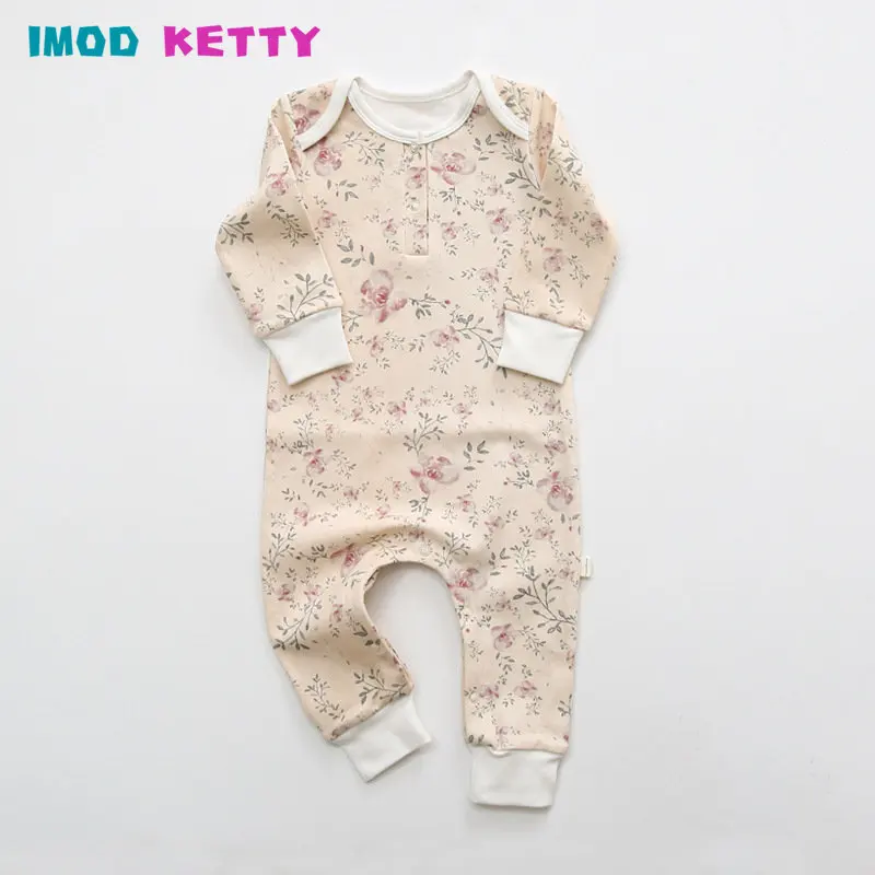 

Newborn Kid Boys Girls Clothes Long Sleeve Round Collar Print Floral Romper Cute Sweet Stretch Cotton Jumpsuit New born Outfit