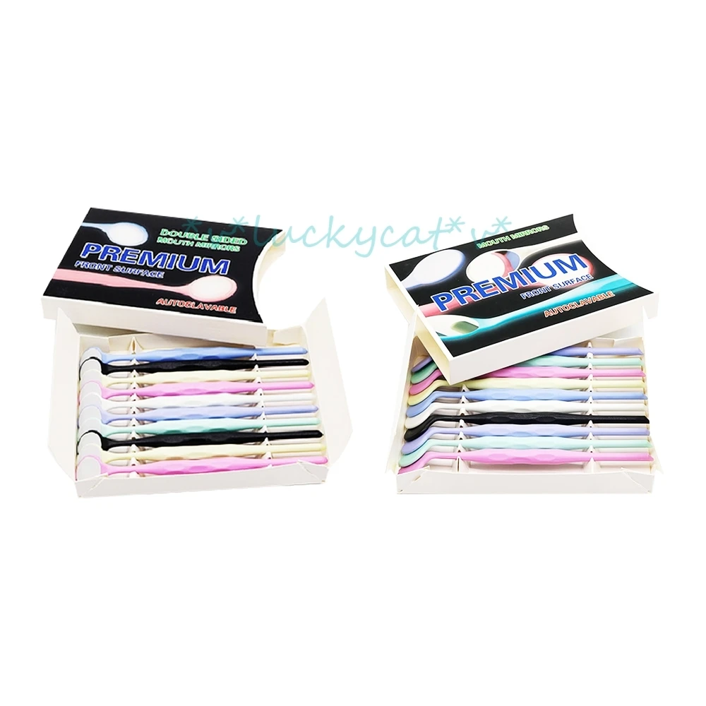 

10 шт./кор. стоматологические двухсторонние рефлекторы для ротовой поверхности с ручкой для орального зеркала стоматология прибор для осмотра