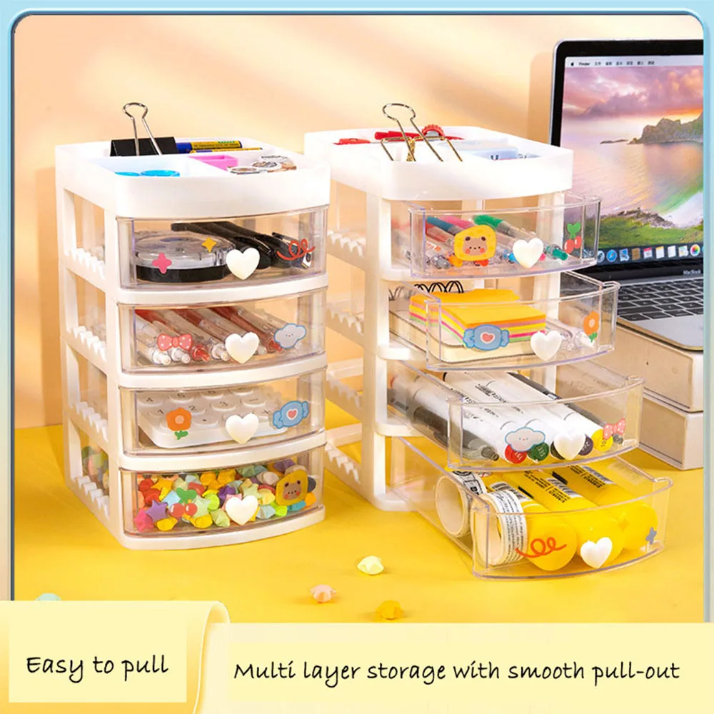 Stationery Storage Box Desktop Student Pull-Out Drawer Pen Holder Cabinet Office Tape Hair Accessories Kids's Small Storage 3