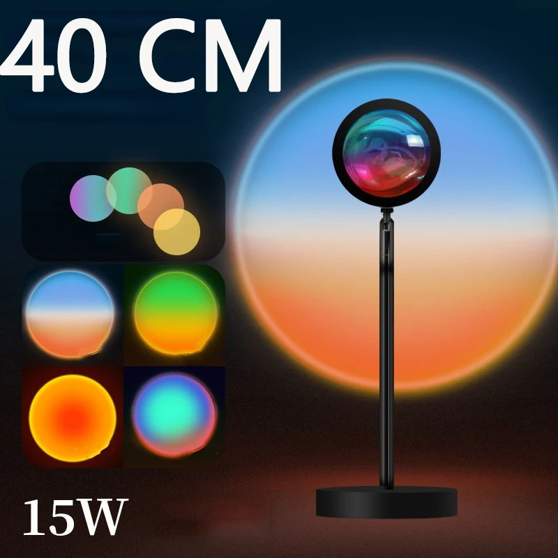 Rgb Sunset Lamp 16 Colors Remote App Bluetooth Aluminum Lens Sunset Projection Lamp Rainbow Atmosphere Led Bulbs 5W Night Lights star night light Night Lights