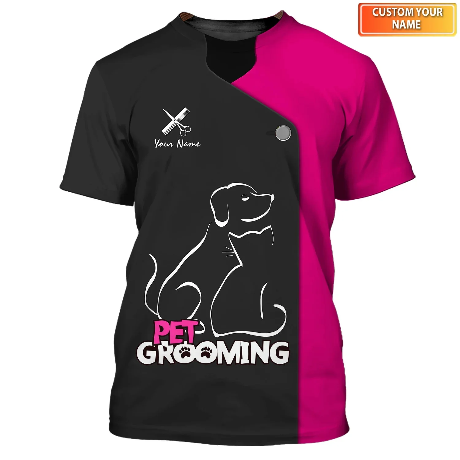 PLstar Cosmos Pet Groomer Sommer Herren T-Shirt Personalisierter Hund Groomer Name 3D-gedrucktes T-Shirt Unisex Casual Tops DW172 – Detail 35