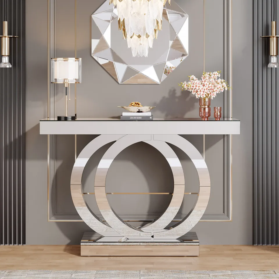 Modern Mirrored Console Table for Entryway