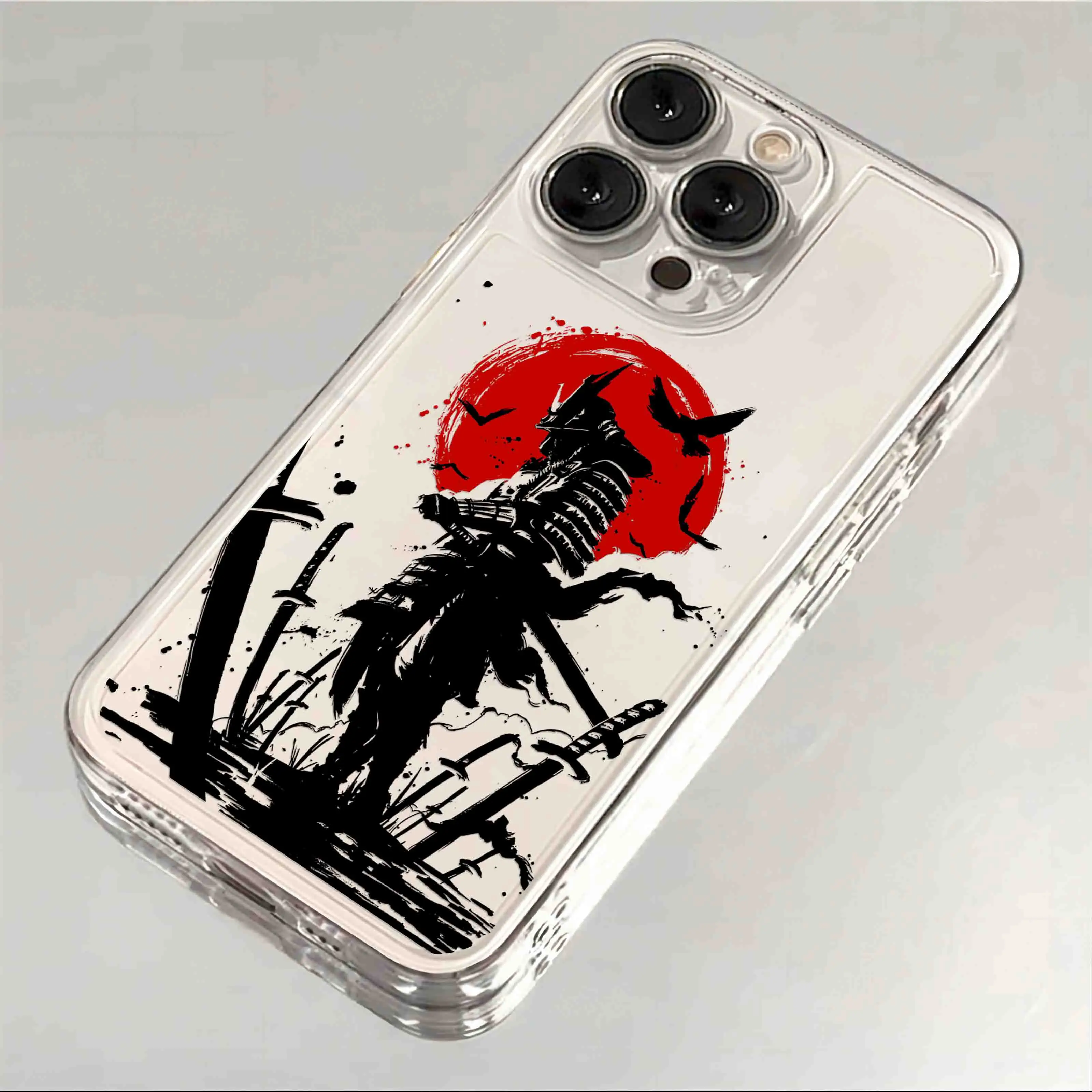 Japan Ghost Face Samurai Transparent Phone Case
