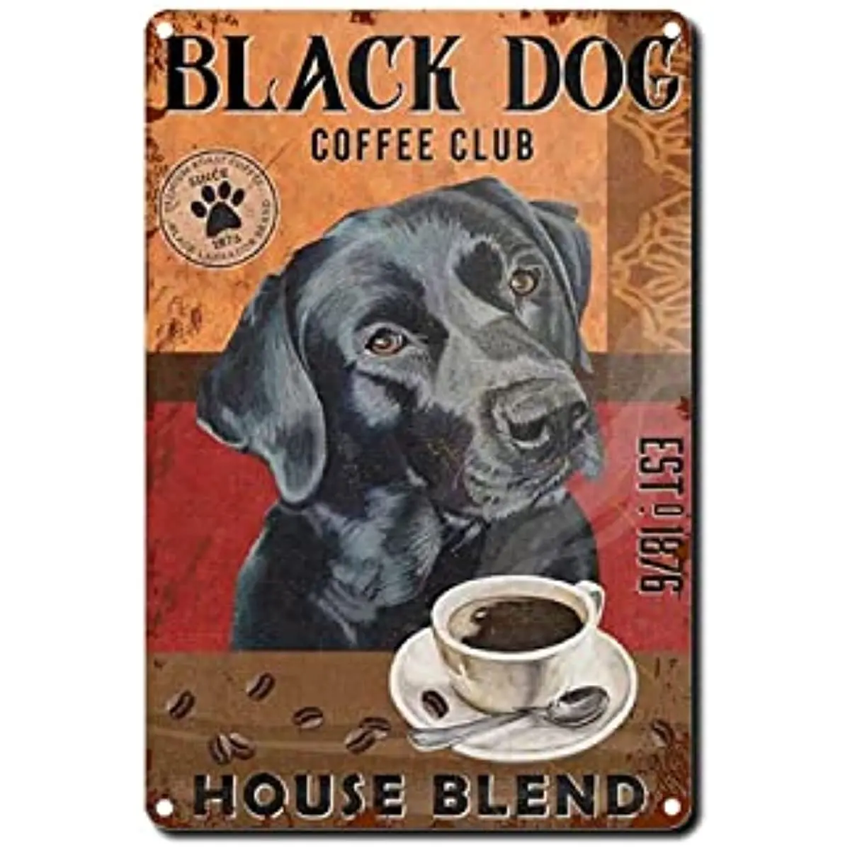 New Tin Sign Labrador Retriever Lover Black Dog Coffee Club Coffee Shop Bagno Home Living Decor Vintage Tin Metal Signs