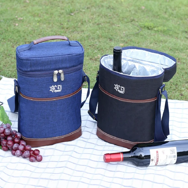 

New Wine Bag Waterproof Oxford Aluminum Foil Cooler Bag Portable Double Bottle Ice Beer Thermal Insulated Shockproof Bags
