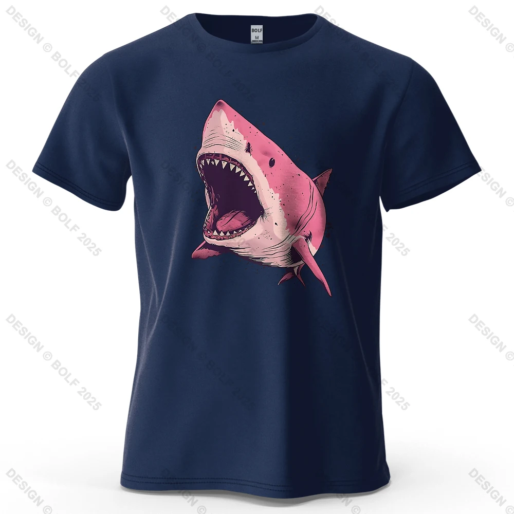 Pink Shark Cartoon Graphic Oversized 100% Cotton T-Shirt - Unisex Streetwear Tee