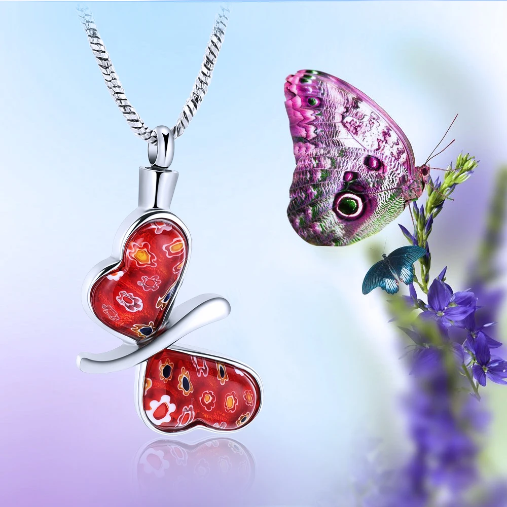 Unique Butterfly Cremation Pendant Necklace for Ashes - CREMATIONJEWELRYHUB