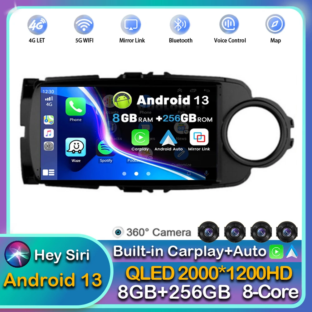 

Android 13 Carplay Auto For Toyota Yaris 2012 2013 2014 2015 2016 2017 Car Radio Multimedia Navigation Player Video WIFI Stereo