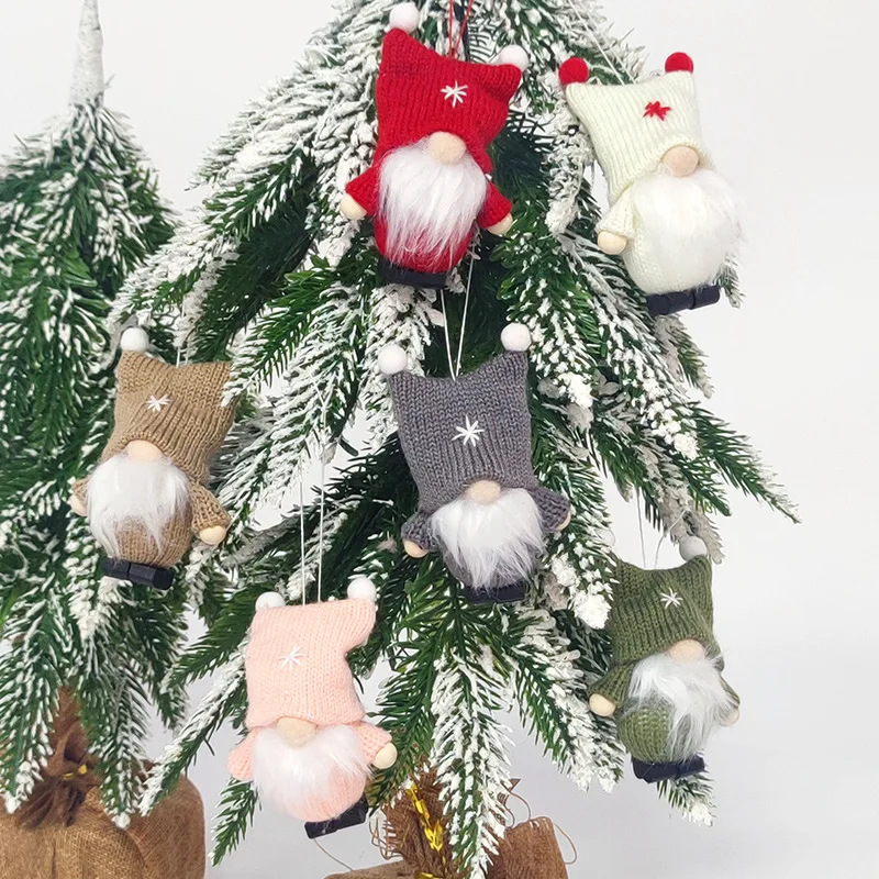 

Новинка 2021, креативные рождественские украшения, пряжа, кукла, шапочка с двумя волосами, Рождественская кукла, кулон, милая Рождественская кукла