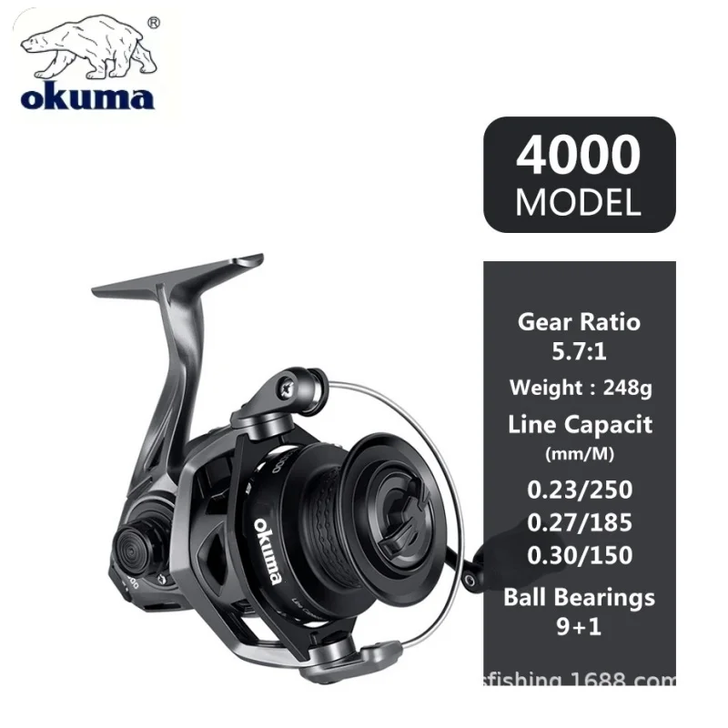 OKUMA Fishing Spinning High speed ratio No gaps BE2000-4000 Fishing Reel 10KG MaxDrag 9+1Bearing Speed Ratio 5.7:1 spinning wheel
