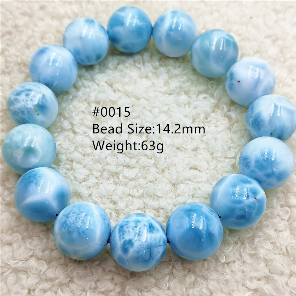 Natural Blue Larimar Round Beads Bracelet Jewelry Big Size For Women Men Water Pattern Beads Larimar Jewelry AAAAAA