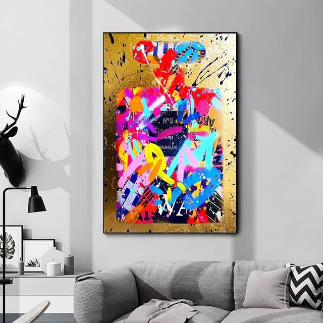 Modern Street Graffiti Art Canvas Painting Colorful Perfume Bottle Painted  Poster Corridor Entrance Wall Decoration Paintings - Painting & Calligraphy  - AliExpress