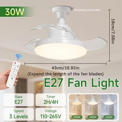 Sleek Ceiling Fan with Integrated LED Light & Remote Control (30w White Fan 04)