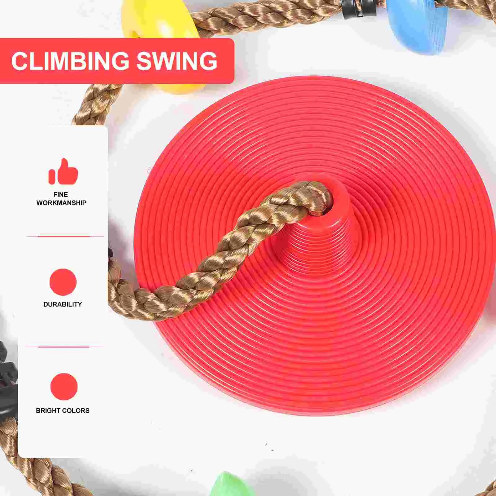 The Swing Disc Seat Climbing Rope with Platform and Colorful Toy Outdoor Carabiner Bell Attachment Kid Plastic Recreation 2
