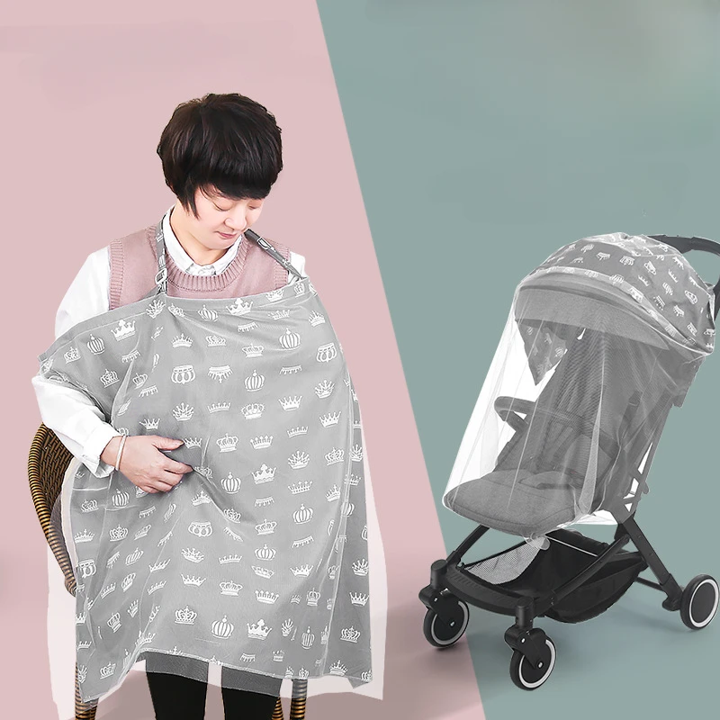 Baby Nursing Cover Cotton Mother Outing Breastfeeding Cover Multifunction Stroller Mosquito Net Blanket Feeding Cape