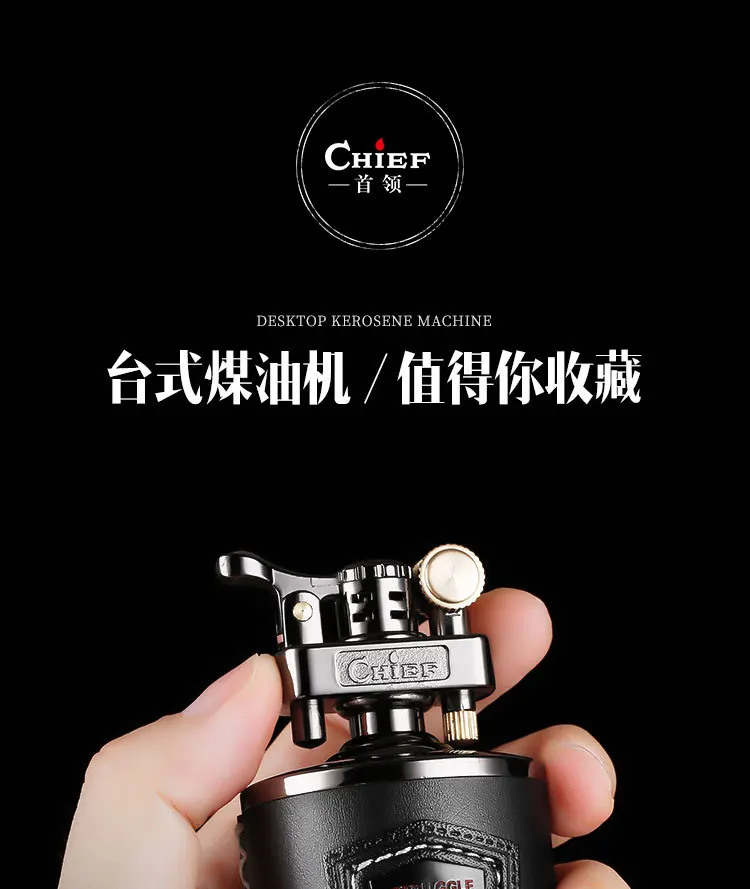 Description Picture 2 of itemCandlestick Kerosene Lighter Windproof Retro Creative Grinding Wheel Lighter Men's Gift Table Decoration Cigar Accessories