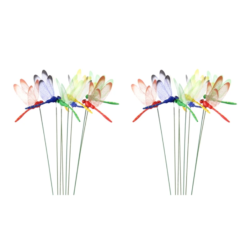 

New 24Pcs Artificial Dragonfly Butterflies Garden Decoration Outdoor Simulation Dragonfly Stakes Yard Plant Lawn Decor Stick