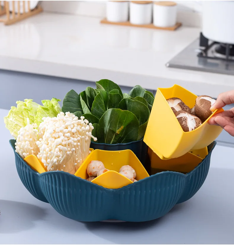 Rotating Hot Pot Multi Grid Vegetable Platter Fruit Platter - China  Colander and Strainer price