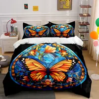 Ensemble de verrerie vitrailée motif papillon, exquis ensemble de literie en trois pièces, cadeau pour enfants et adultes 2