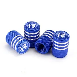 Waterproof Car Tire Valve Stem Caps and Wheel Rim Covers (4pcs blue for alfa)