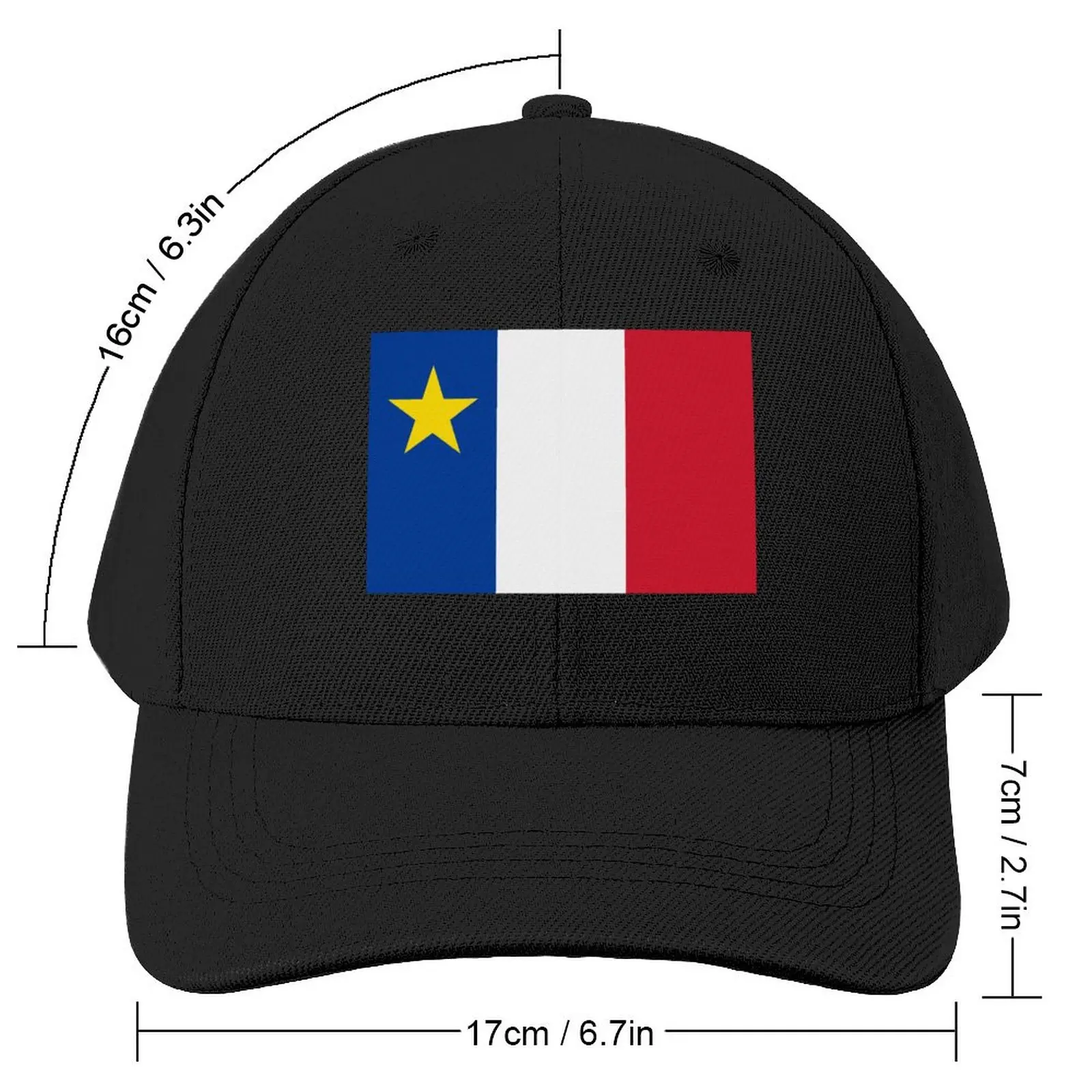 Acadie Acadia Flag blue white red North American New Brunswick Acadian French Canada HD Baseball Cap