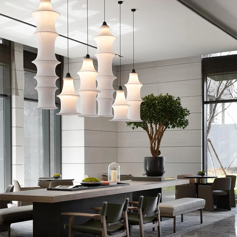 Nordic Minimalist Fabric Wabi Sabi Led Pendant Lights Living Dining Room Loft Home Decor Chandelier Bedroom Corner Bedside Lamp 2