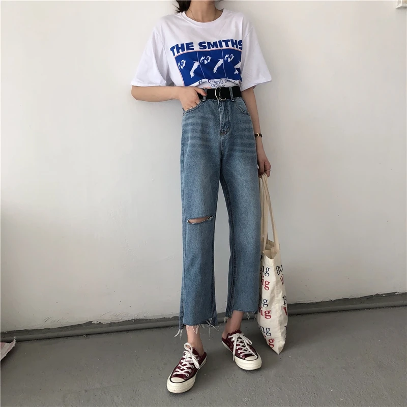 2023 Women Y2k New Blue Jeans Loose Harem Soild Color Long Trousers Korean Female Loose Jeans Pants Harajuku Casual Streetwear