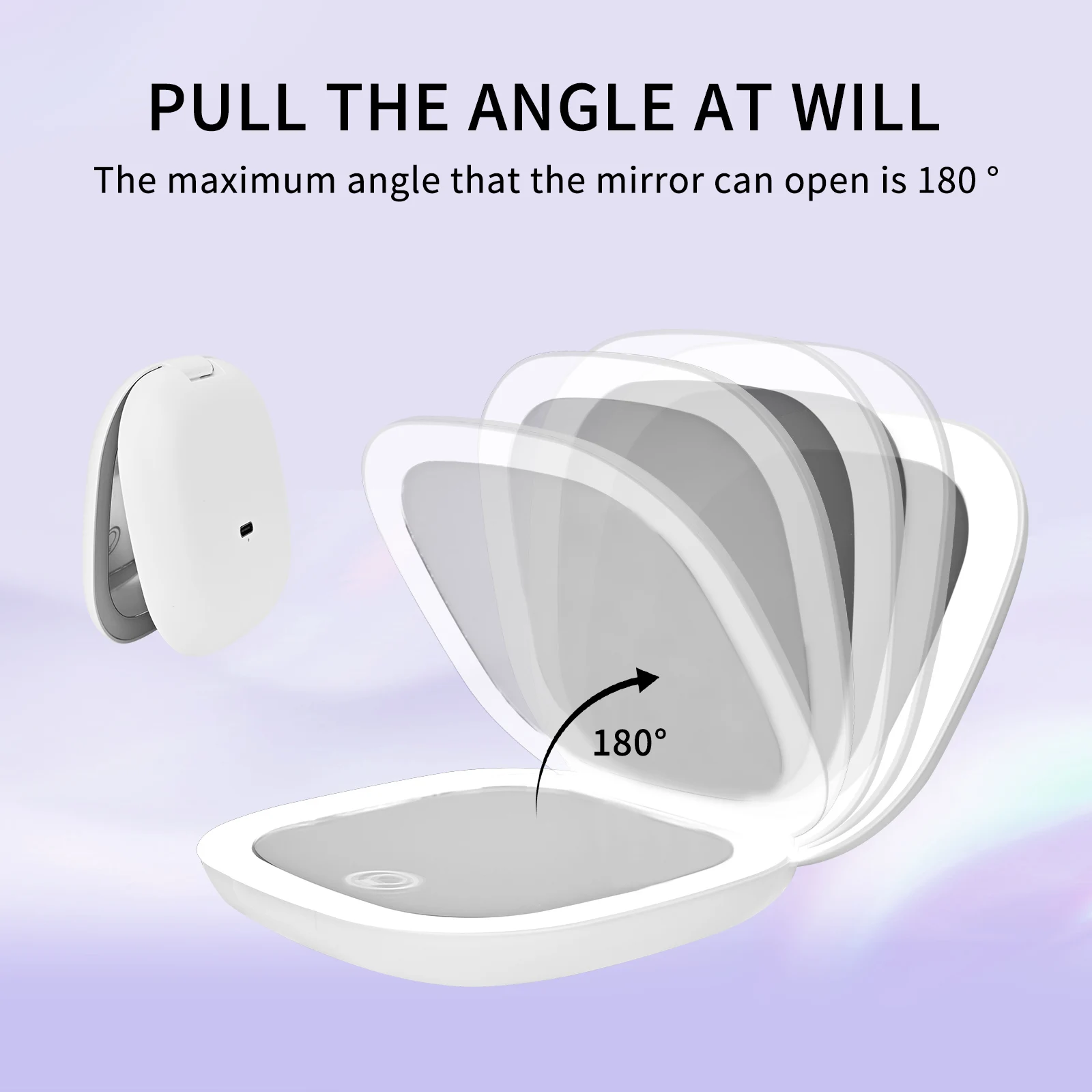 Foldable LED Makeup Mirror-Rechargeable Dressing Mirror with Adjustable Brightness Compact for Purses Gift for Women Lesen