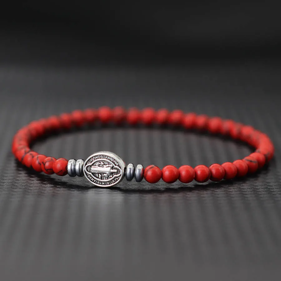 Handgemachte Männer Armband 4mm Perlen Strang Armband Natürliche Hämatit Heilung Armband Meditation Gebet Wrap Brazalete Pulseria Homme – Detail 7