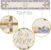 Linen He Is Risen Table Runner Holiday Party Decoration Easter Egg Jesus Ressurrection Cross Kitchen Dining Tbale  Decor 5