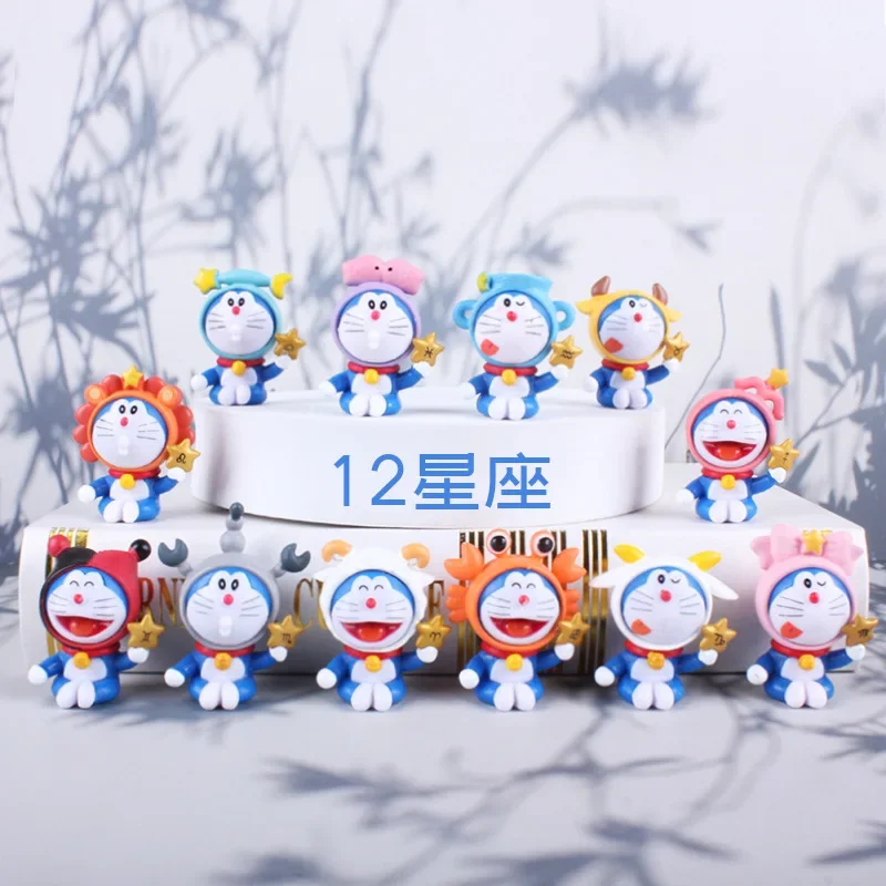 

12 styles Doraemon zodiac signs figures cake decorations and car decorations for friend gift