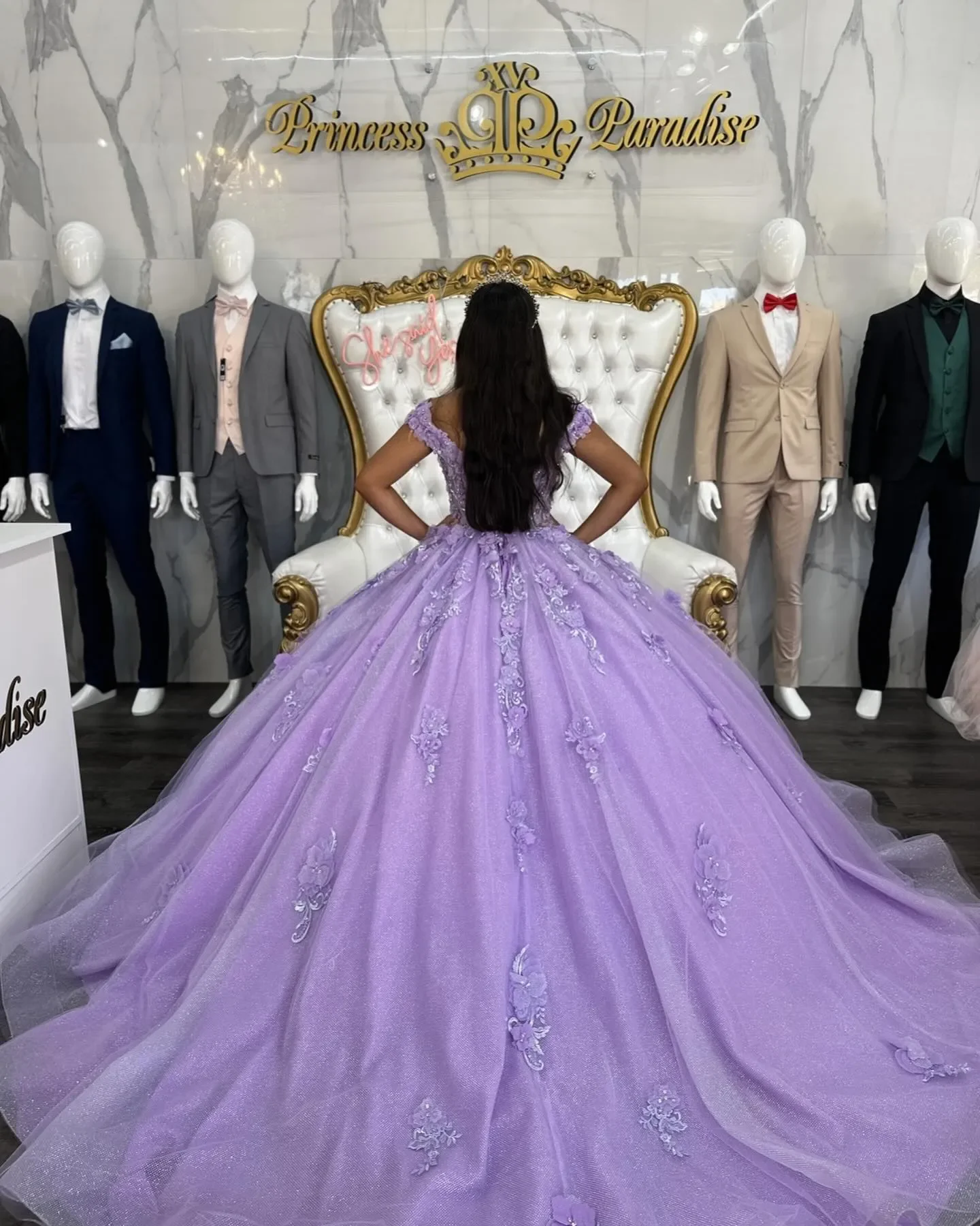 Quinceanera Dresses Crystal 3D Flower Lace Vestidos De 15 Anos Birthday Party Prom Gown