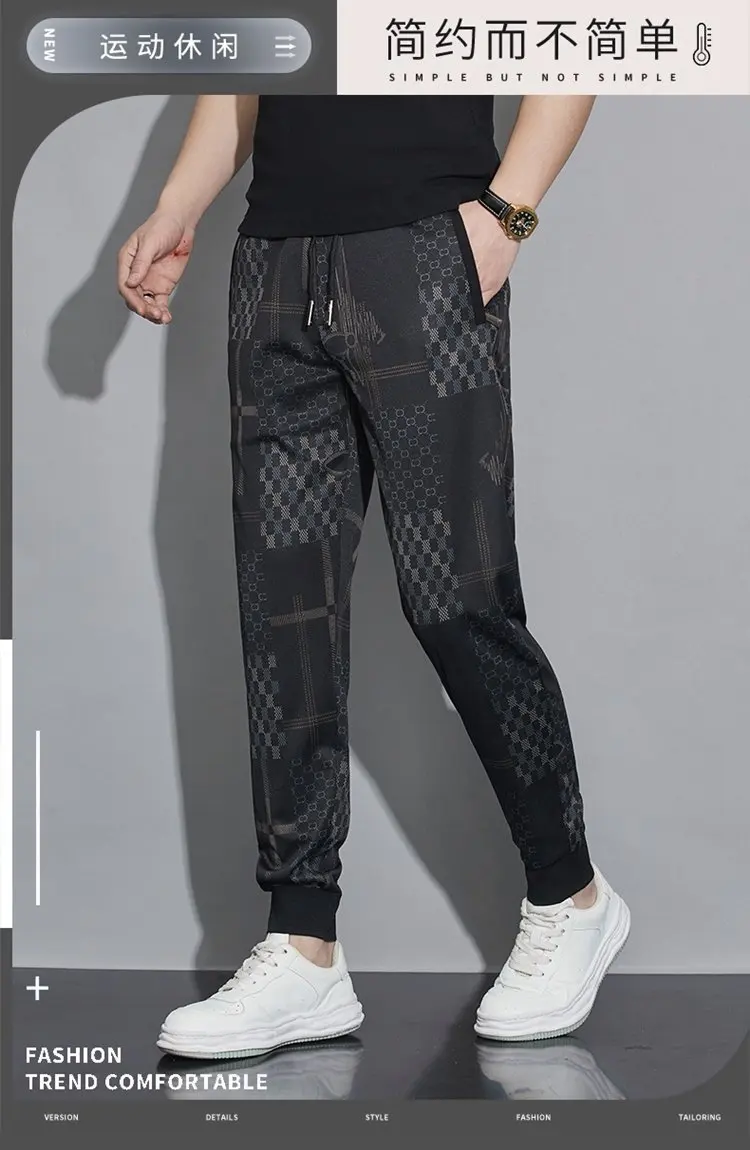 Description Picture 3 of itemLuxury Letter Print Men Joggers Gym Sports Fitness Sweatpants Fashion American Style Casual Pants Mid Waist Drawstring Trousers