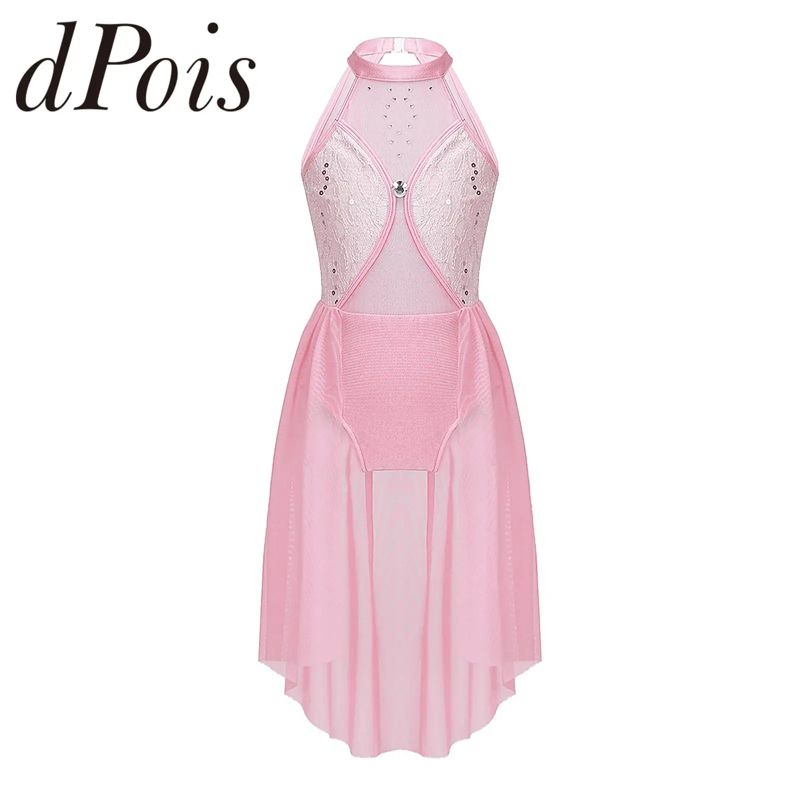 

Kids Girls Sequins Sleeveless Ballet Dress Children Gymnastcis Leotard Roller Ice Figure Skating Dress Lyrical Dance Costume