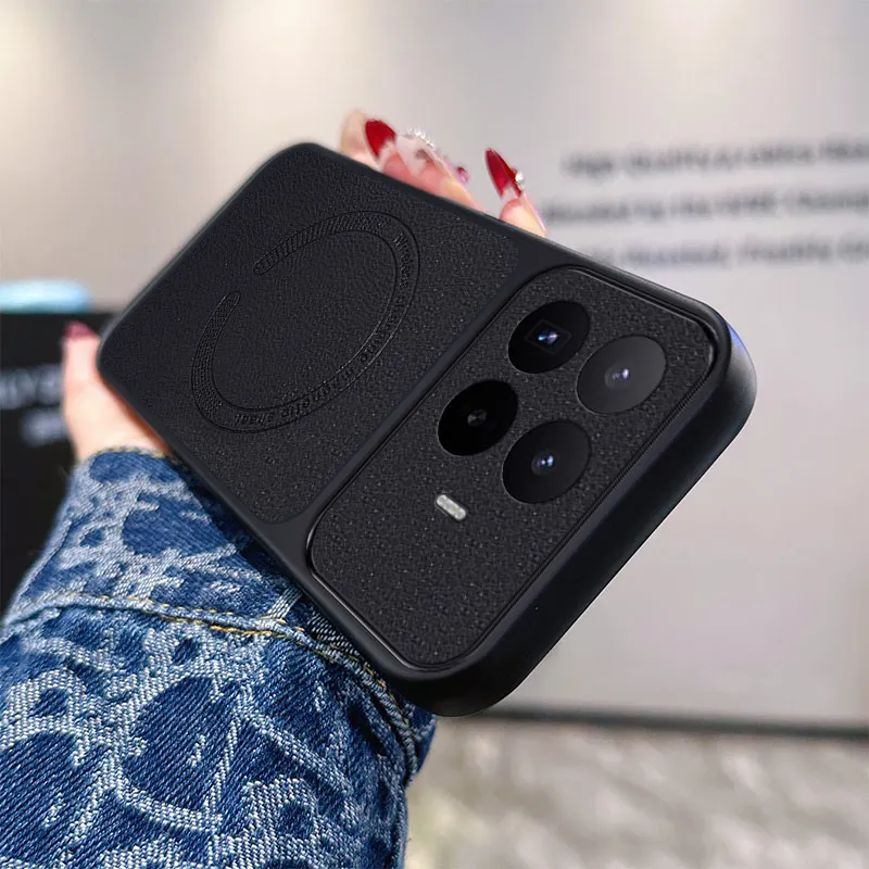 Luxury Leather Texture Magnetic Wireless Charging Shockproof Bumper Case