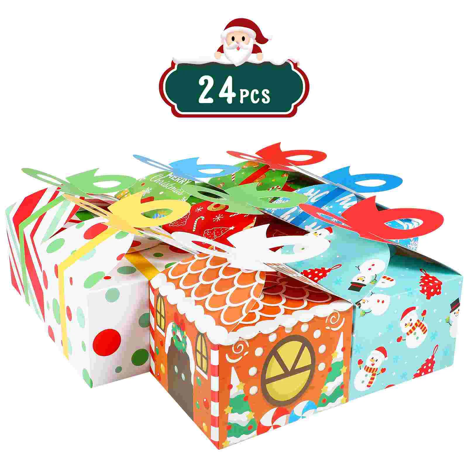 

Christmas Boxes Gift Candy Cookie Treat Xmas Party Box Goodie Cardboard Bags Paper Containers For Favors Favor Pouches Package