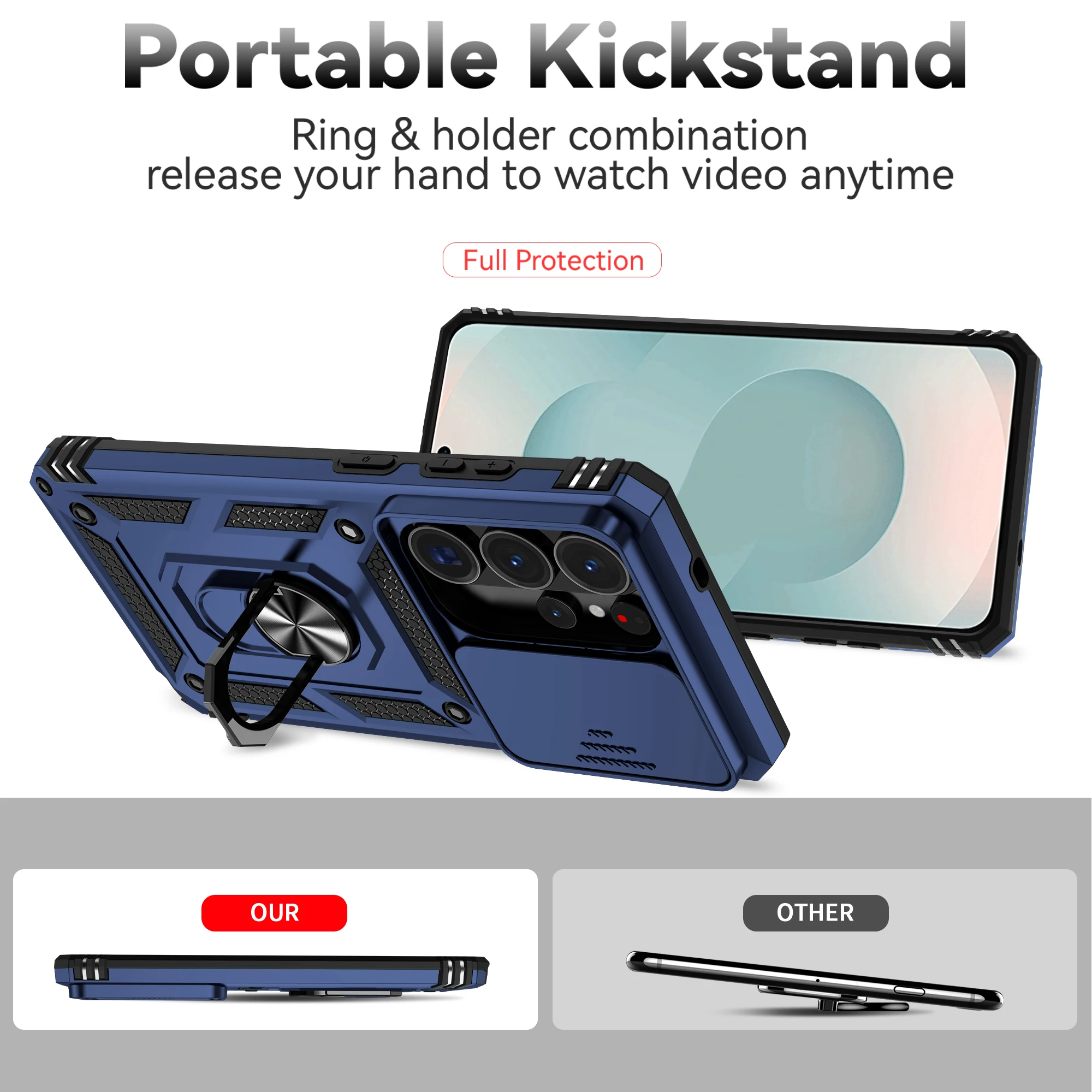 Rotierende Slide Kamera Objektiv Military Grade Rüstung Fall Für Samsung Galaxy S26 S25 S24 Ultra Plus S25FE S24FE S23FE S25EDGE Abdeckung – Detail 3