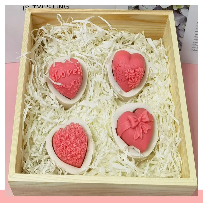Silicone Mold Silicone Soap Mold Love Heart Rose Chocolate Mold Candle Polymer Clay Handicraft DIY Soap Base Gift for Girl