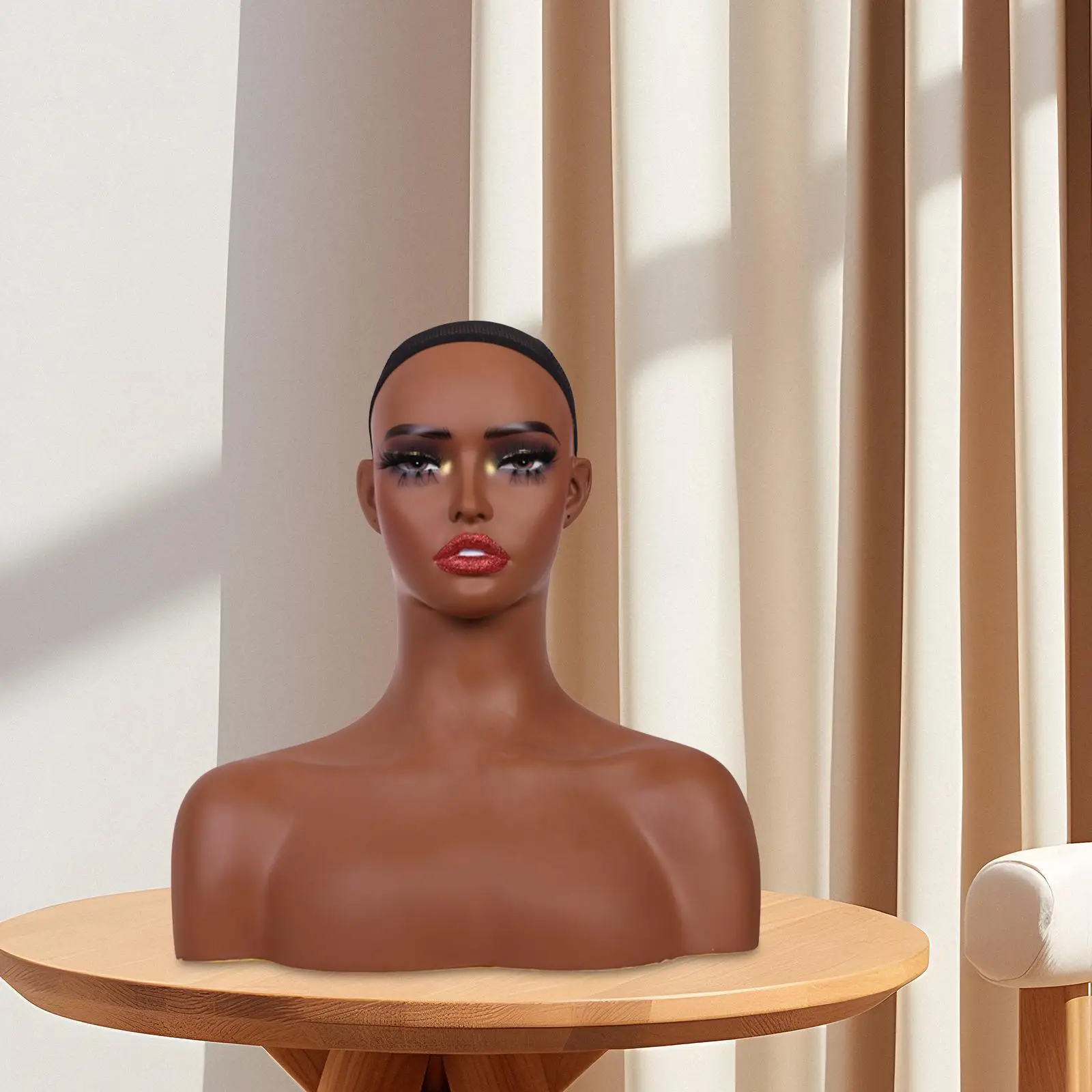 

Female Wig Head Mannequin Multifunctional Manikin for Earrings Scarf Hats