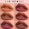 Slim Lip Pencil With Brush Long-Lasting Plumping Y2k Matte Lip Makeup Cosmetic High Pigment Silky Natural Nude Brown Lip Liner P 1