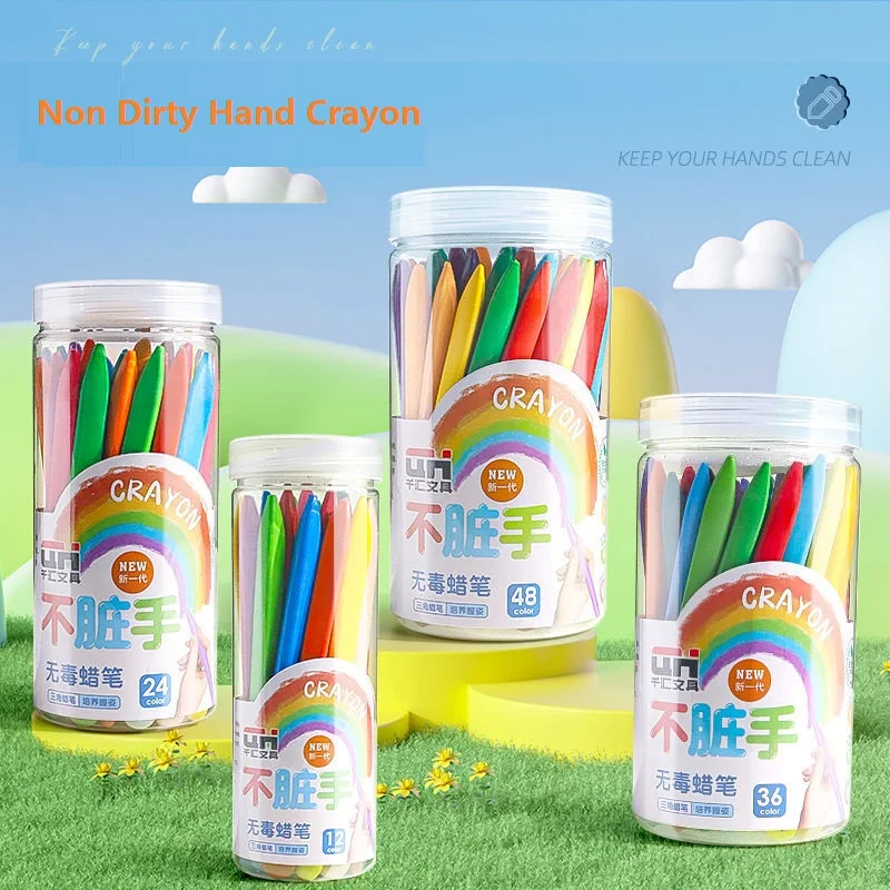 Non Dirty Hands Washable Colores Pen Plumones Oil Painting Stick for Children's Painting Graffiti Triangular Pole Plastic Crayon