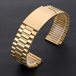 Sleek Stainless Steel Universal Watch Strap - Elegant Metal Band for Business and Casual Wear (Gold)