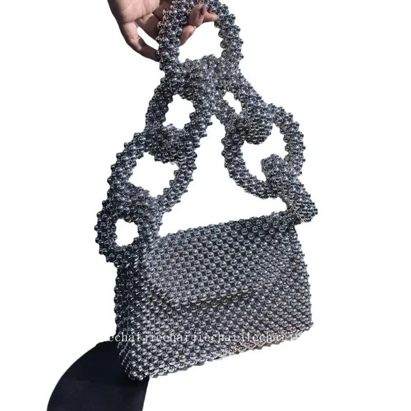 Top-Handle for Party Dinner Evening New Fashion Handbag Bags for Women Clutch Handmade Beaded Bag Female Purse End Product