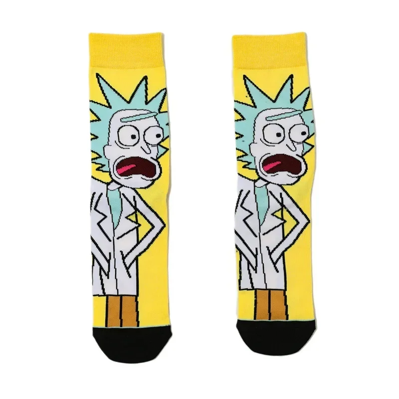 New style Ricked Anime Socks And Cartoon Morti Knitted Cotton Socks Pure Cotton Male Fashion Trend Tube Socks Size 36-43