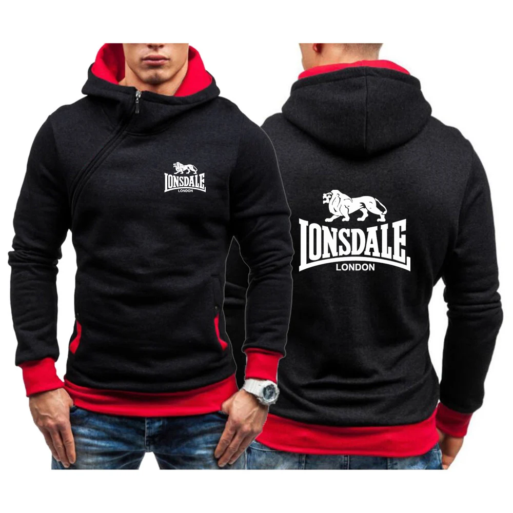 

Lonsdale Printing Fashion 2023 New Men's Spring Autumn Solid Tracksuit Inclined Zipper Hoodies Leisure Cotton Sweatshirts Coat