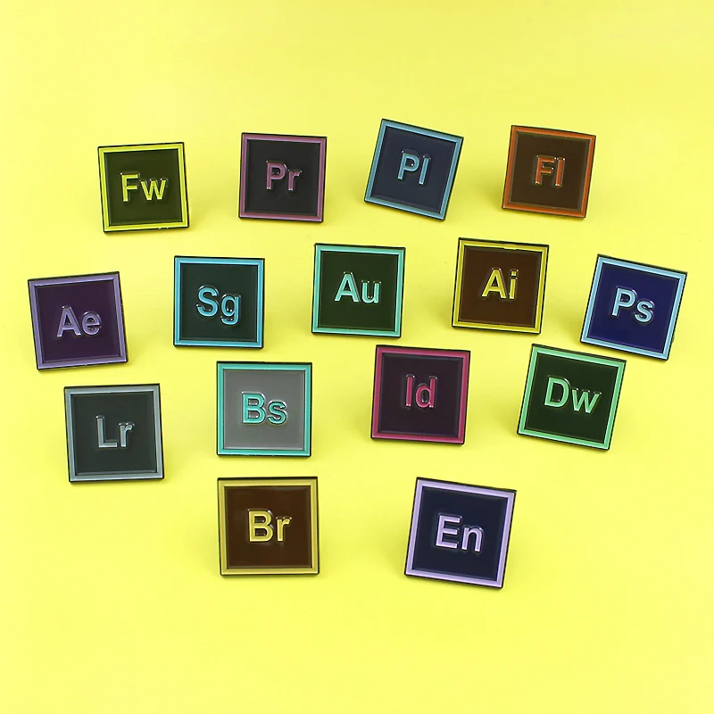 

Брошь с эмалью для дизайна программного обеспечения AI Pr Au En Dw, 15 стилей