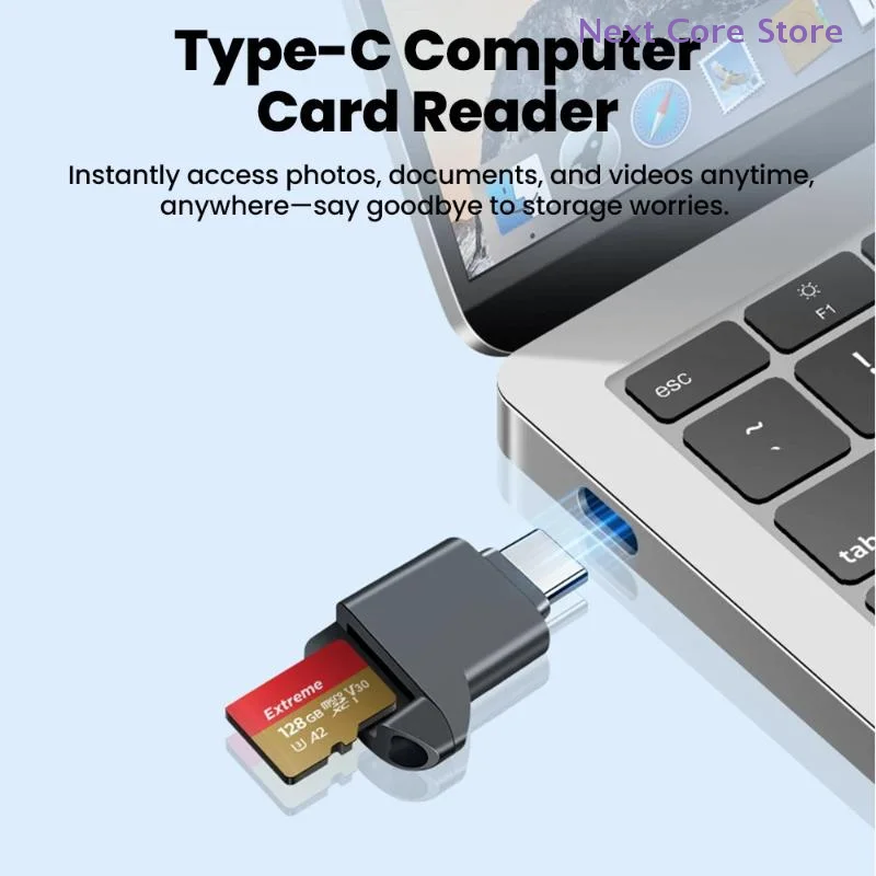 미니 USB C 2.0 타입-C 2.0 TF 카드 리더기 메모리 스틱용 외부 저장소 스트레치 블랙