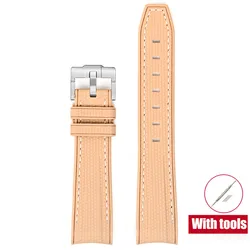 Waterproof Sport Silicone Rubber Watch Strap - 20mm Curved End Band - 20mm (Brown white)