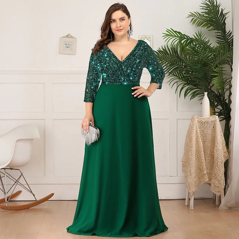 Plus-Size-Dresses-for-Women-2023-Elegant-Sequin-Chiffon-Evening-Party ...